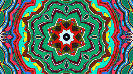 Abstract colorful psychedelic mandala kaleidoscope background pattern for a summer music festival