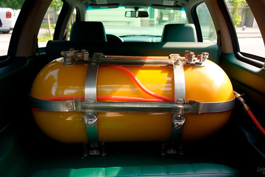 GNV station with car refueling, showing the simplicity and speed of refueling