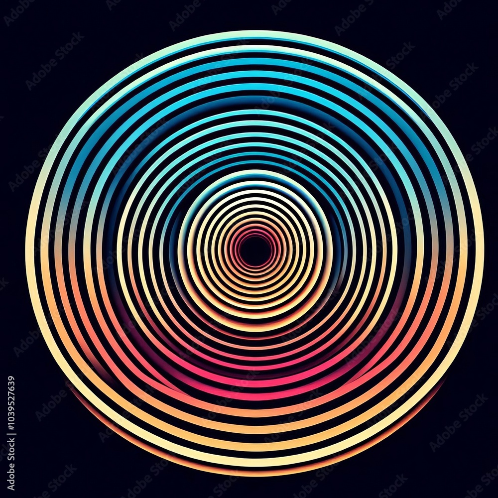 Aufkleber abstract spiral design with concentric circles and light illusion in blue and black, creating a 3d t