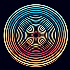 Abstract spiral design with concentric circles and light illusion in blue and black, creating a 3D tunnel pattern