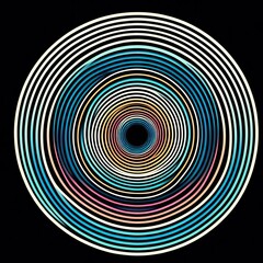 Fototapeta premium Abstract spiral design with concentric circles and light illusion in blue and black, creating a 3D tunnel pattern