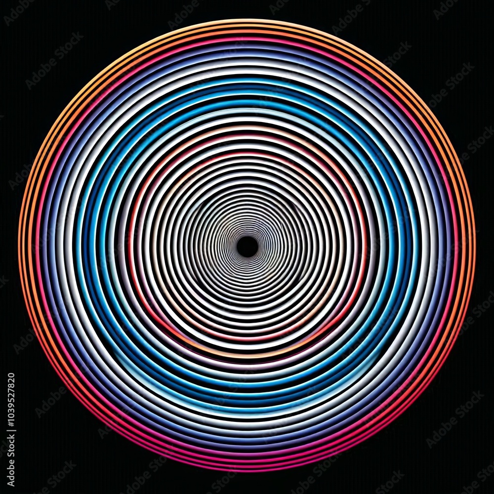 Aufkleber abstract spiral design with concentric circles and light illusion in blue and black, creating a 3d t