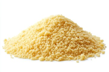 Couscous. Heap of Dry Semolina Durum Wheat Close-up Isolated on White Background