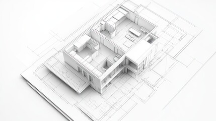 Architectural blueprint showcasing a modern house design.