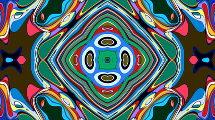 Abstract colorful psychedelic mandala kaleidoscope background pattern for a summer music festival