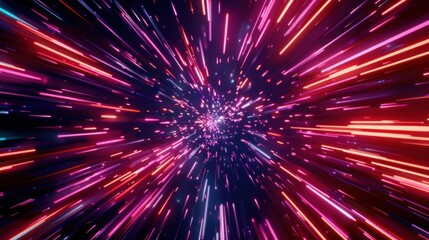 Neon Lights Streaks In Space