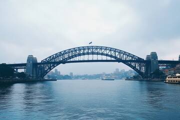 Obraz premium Curved Bridge. Architectural Marvel Over Sydney Harbor with City Skyline