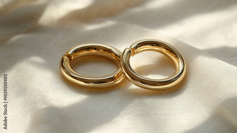 Poster classic gold hoops a smooth seamless design placed on a soft minimalistic backdrop emphasizing their