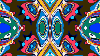 Abstract colorful psychedelic mandala kaleidoscope background pattern for a summer music festival