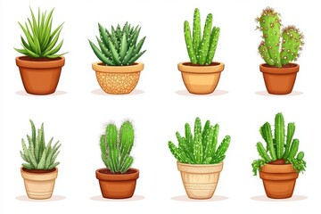 Collection of potted succulents and cacti displayed in various ceramic and woven pots showcasing different shapes textures and colors ideal for indoor gardening inspiration