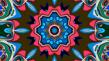 Abstract colorful psychedelic mandala kaleidoscope background pattern for a summer music festival