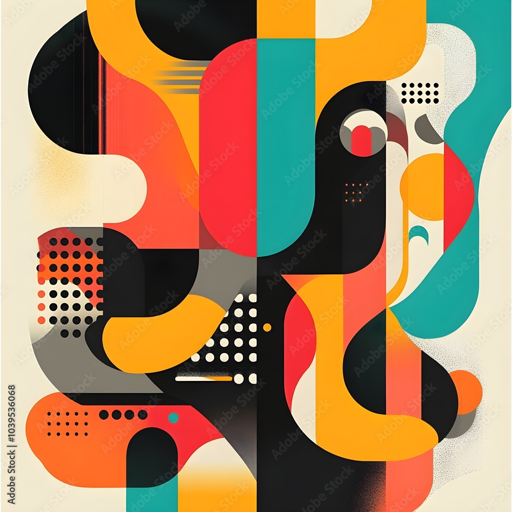 Poster abstract geometric shapes background with circles lines and dots