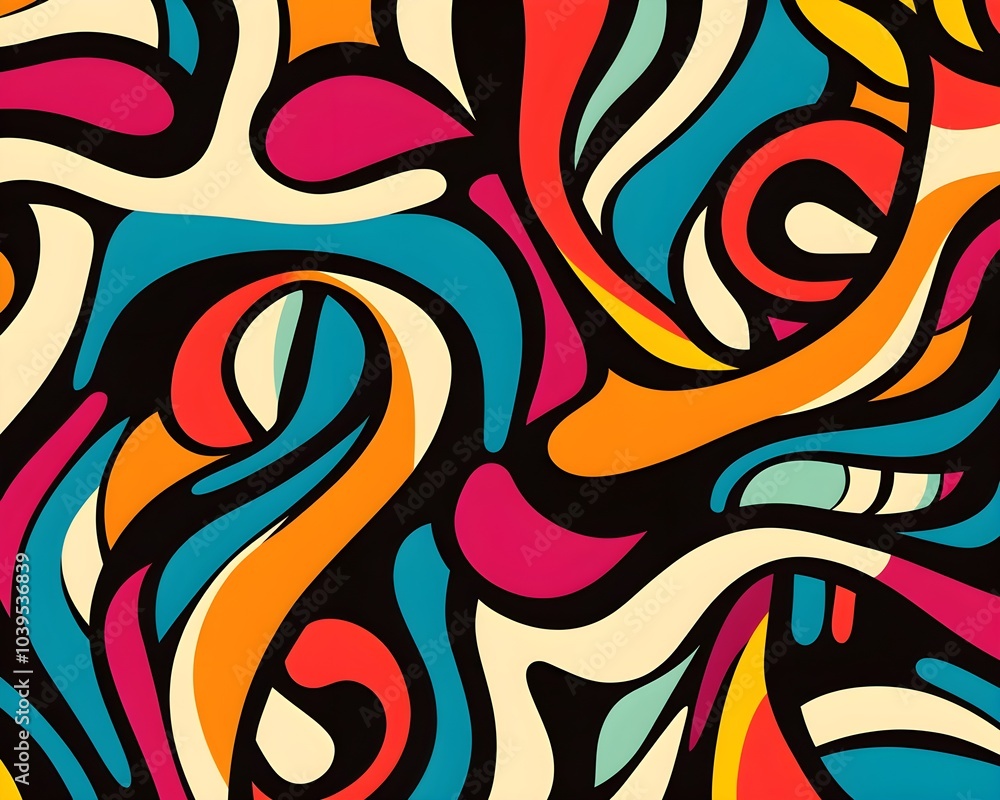 Poster abstract colorful swirls and lines pattern background
