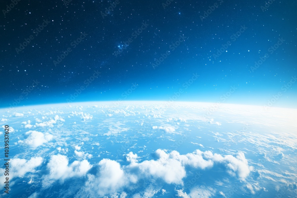 Poster An expansive view of clouds illuminated by starlight in a tranquil night, capturing the sublime beauty of nature, and evoking feelings of peace and endless wonder.