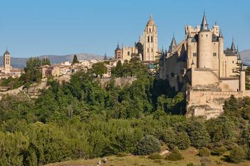 Obraz premium Gothic cathedral in Segovia. Medieval city in Castilla Leon. Spain
