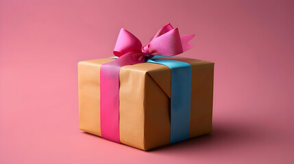 Obraz premium Gift Box with Pink and Blue Ribbons - Product Photography