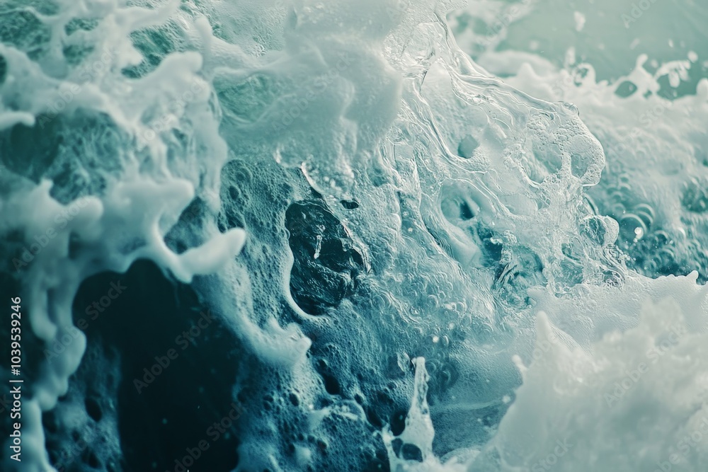 Poster foamy ocean waves are captured in a dance of motion and stillness, offering a breathtaking scene of 