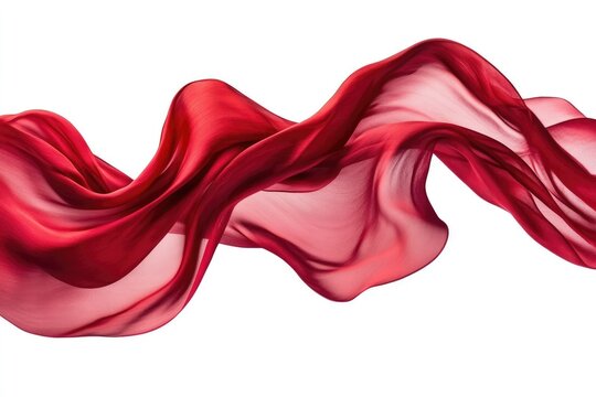 Flowing Red Fabric with Gentle Waves and Translucent Texture