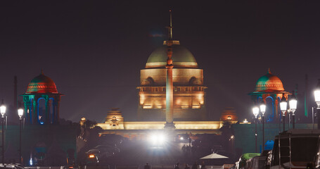 New Delhi, Delhi, India. Close up of Rashtrapati Bhavan, Viceroys House, official residence...