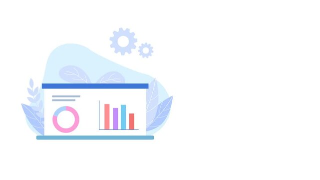 Animated Flat Design Business Analytics Dashboard with Interactive Charts and Graphs for Data Presentation and Reporting