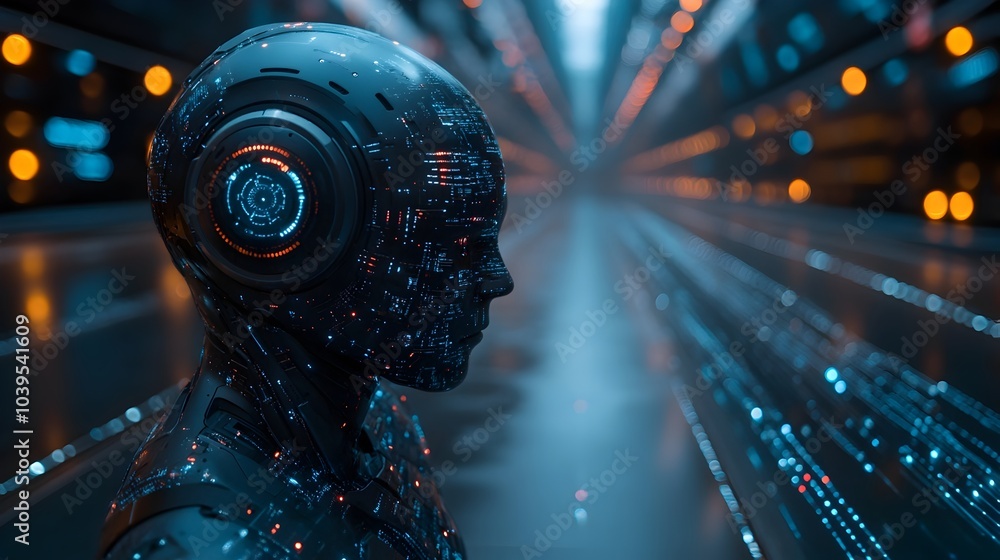 Aufkleber a chilling depiction of a dystopian future where ai-powered technology dominates and controls human 