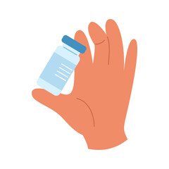 Hand holding a glass ampoule with medicine for injection. Healthcare concept