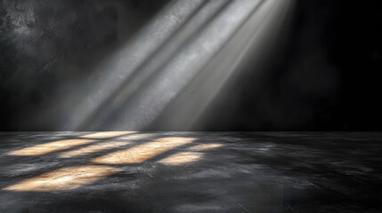 Dark Concrete Room with Light Rays Illustration