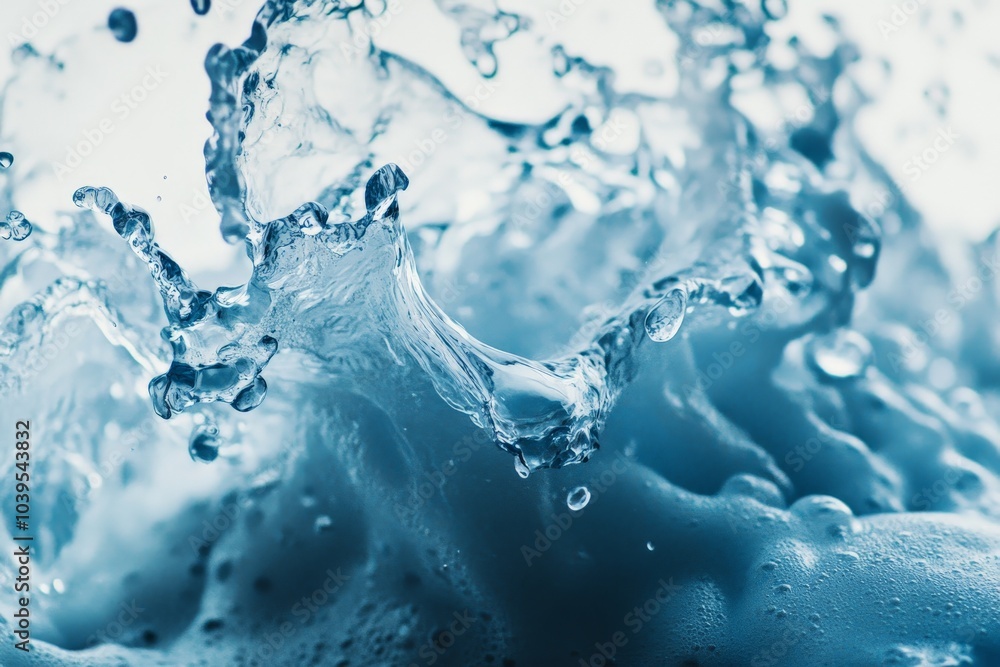 Aufkleber Close-up view of a splash in the ocean, focusing on intricate patterns and forms created by the water's movement, reminiscent of artistic expression.