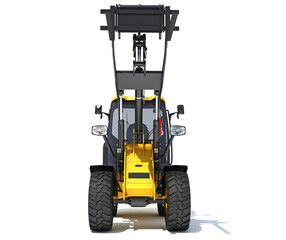 Wheel Loader heavy construction machinery 3D rendering on white background