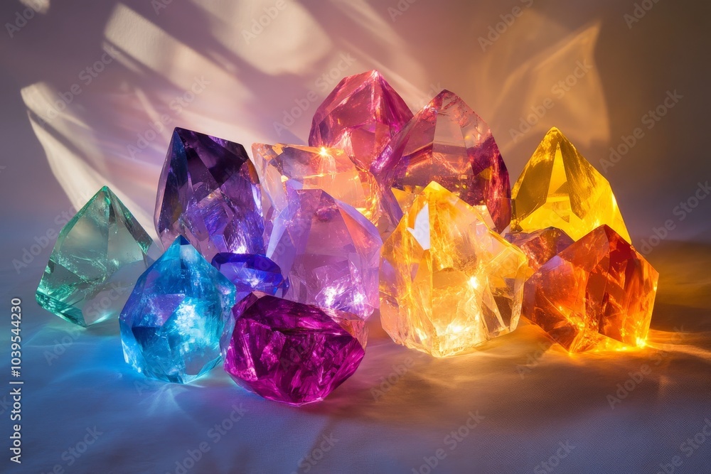 Aufkleber a mesmerizing collection of radiant gems in a vivid spectrum of colors, set in an artistic display t