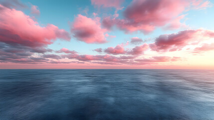 Fototapeta premium Pink Clouds over a Calm Ocean - 3D Illustration