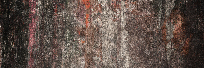 Dirty color paint on a metal surface. Banner of the grunge color paint.