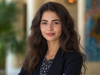 Fototapeta premium Young businesswoman from Syria smiling with folded arms