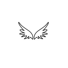 Doodle outline sketch angel wings