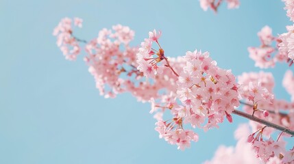 Cherry Blossom Branches Against a Clear Blue Sky