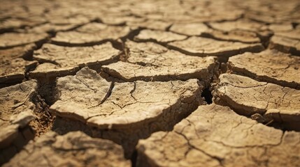 Fototapeta premium Cracked Dry Earth Surface Under Bright Lighting