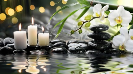 Spa Serenity: Candles, Stones, and Orchids
