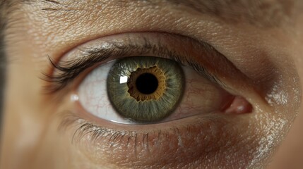 Fototapeta premium A tight shot of an eye, revealing a green iris encircling the pupil