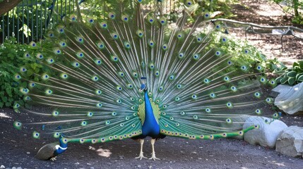 Obraz premium Male Peacock Performing Courtship Display