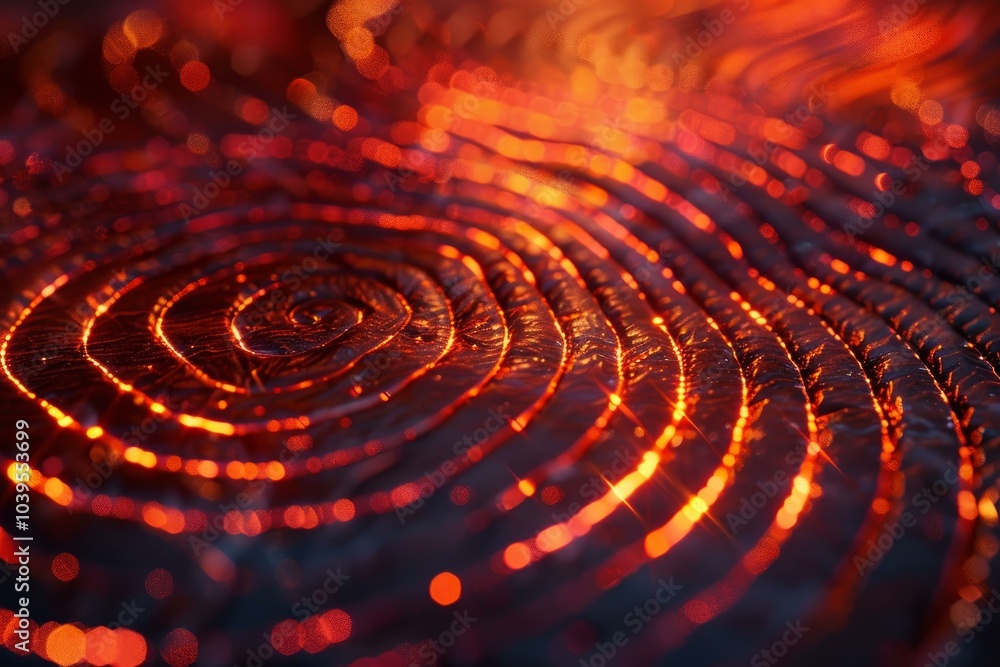 Poster abstract background showing concentric circles glowing with red light