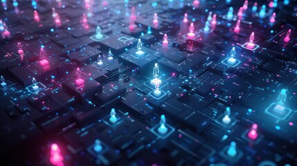 Abstract Network of Digital Figures