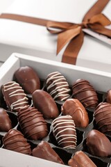 Hands Unveiling a Gift Box Filled with Chocolates