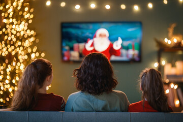 family watching holiday movies at home