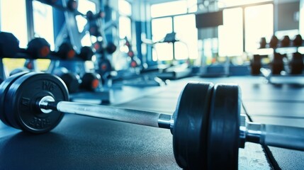 Closeup of Barbell in a Modern Gym