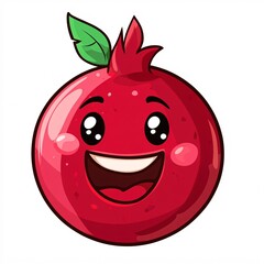 Obraz premium A cartoon pomegranate with a happy face