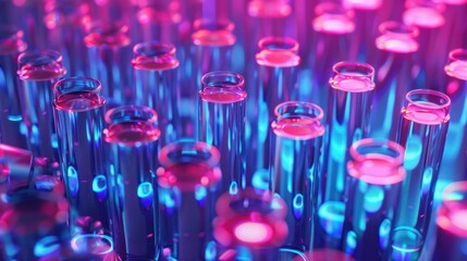 Abstract Neon Test Tubes in a Glowing Pink and Blue Light
