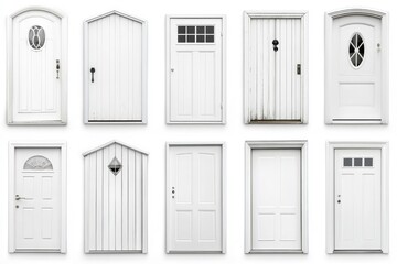 Collection of Ten White Doors with Various Architectural Styles