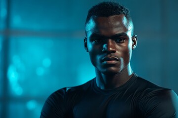 Confident african athlete with copyspace, Generative AI