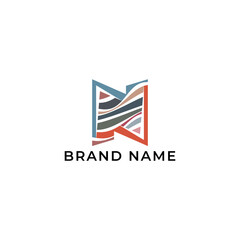 Obraz premium ILLUSTRATION LETTER N WITH WAVY LINES SIMPLE FLAT COLOR TEMPLATE DESIGN LOGO ICON VECTOR