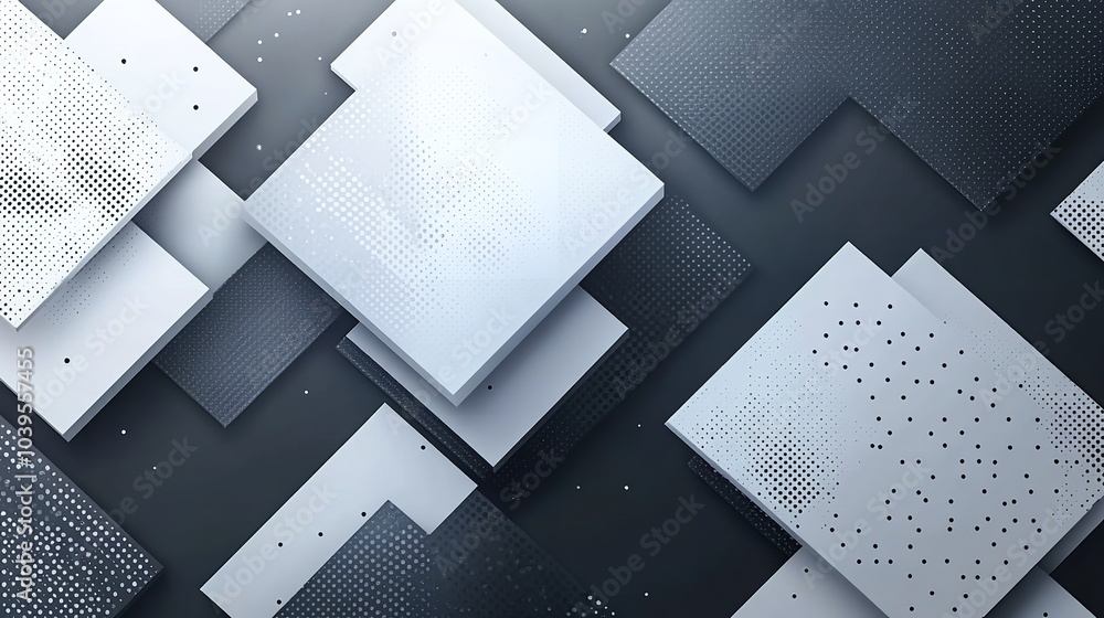 Poster white background with minimalistic geometric patterns.